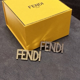 FENDI Crystal Logo Statement Brooch