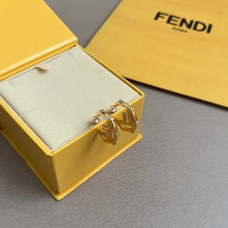 FENDI FF Mini Charm Hoop Stud Earrings