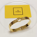 FENDI FF Engraved Oval Cuff Bracelet