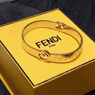 FENDI FF Engraved Oval Cuff Bracelet