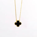 Van Cleef & Arpels Onyx Alhambra Clover Pendant Necklace