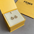 FENDI Crystal FF Medallion Stud Earrings