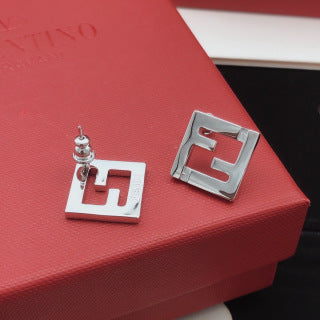 FENDI Geometric FF Square Stud Earrings