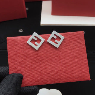 FENDI Geometric FF Square Stud Earrings