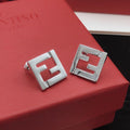 FENDI Geometric FF Square Stud Earrings