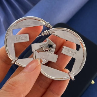 FENDI Oversized FF Circle Statement Stud Earrings