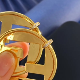FENDI Oversized FF Circle Statement Stud Earrings