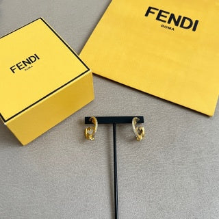 FENDI FF Circle Emblem Stud Earrings