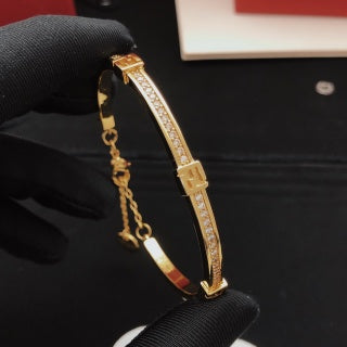 Fendi Celestia FF Pavé Line Cuff Bracelet
