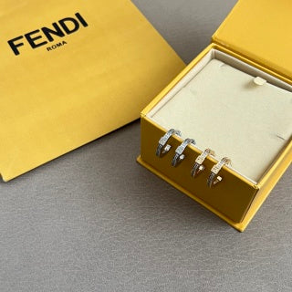 FENDI Crystal FF Drop Hoop Stud Earrings