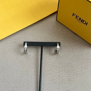 FENDI Crystal FF Drop Hoop Stud Earrings