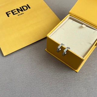 FENDI Crystal FF Drop Hoop Stud Earrings
