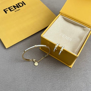 Fendi Celine FF Curve Logo Stud Earrings