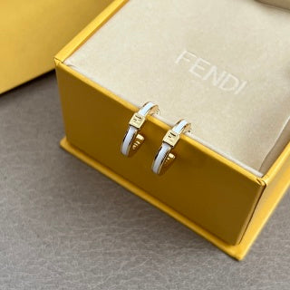 Fendi Celine FF Curve Logo Stud Earrings