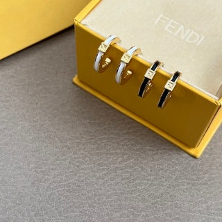 Fendi Celine FF Curve Logo Stud Earrings