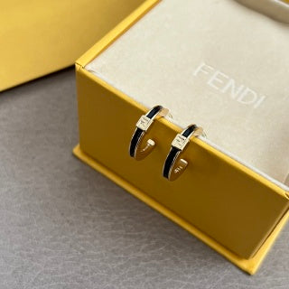 Fendi Celine FF Curve Logo Stud Earrings