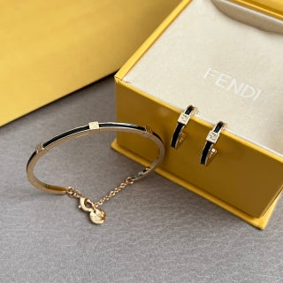 Fendi Liora FF Chain Accent Cuff Bracelet