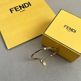 Fendi Liora FF Chain Accent Cuff Bracelet