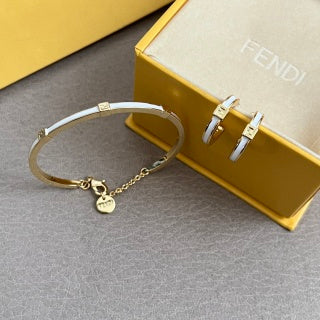 Fendi Liora FF Chain Accent Cuff Bracelet