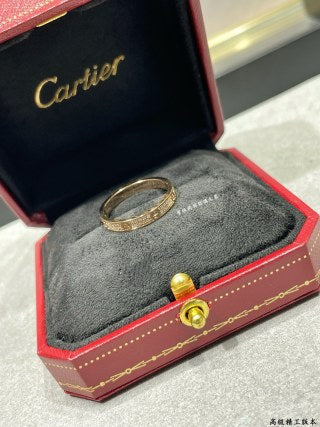 Cartier narrow-band ring with two rows of diamonds (pavé setting)