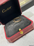 Cartier narrow-band ring with two rows of diamonds (pavé setting)