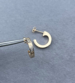 Cartier Small Narrow-Width Pavé Diamond Stud Earrings