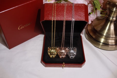Cartier Luxury Openwork Panther Head Necklace with Polished Finish