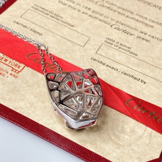 Cartier Luxury Openwork Panther Head Necklace with Polished Finish