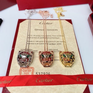 Cartier Luxury Openwork Panther Head Necklace with Polished Finish