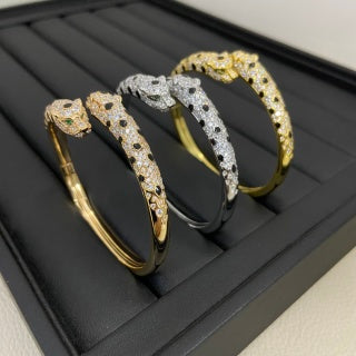Cartier narrow-width, pavé-diamond double-headed panther bracelet