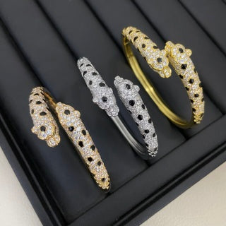 Cartier narrow-width, pavé-diamond double-headed panther bracelet