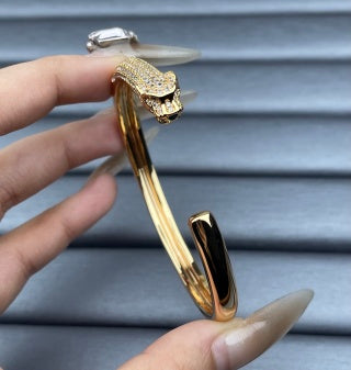 Cartier Panther Head Bracelet with Partial Diamond Setting