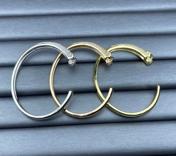 Cartier Panther Head Bracelet with Partial Diamond Setting