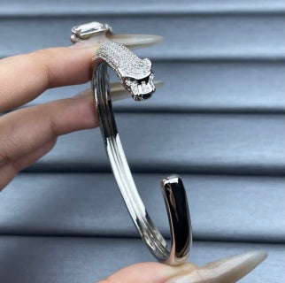 Cartier Panther Head Bracelet with Partial Diamond Setting