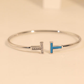 Tiffany T Enamel Diamond Wire Bracelet – Modern Luxury Jewelry