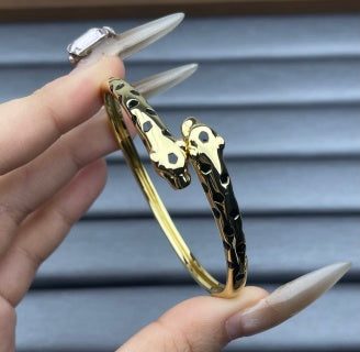 Cartier Double Panther Head Lacquer Bracelet
