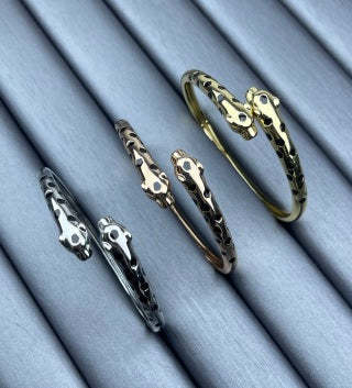 Cartier Double Panther Head Lacquer Bracelet