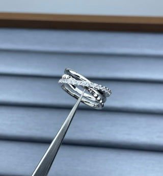 Cartier Diamond-Set Interlocking Diamond-Pattern Band Ring