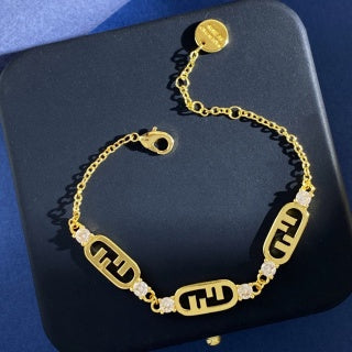 Fendi Alora FF Link Charm Bracelet