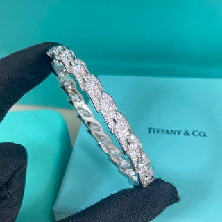 Tiffany wide feather bracelet fully set with diamonds