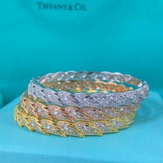 Tiffany wide feather bracelet fully set with diamonds