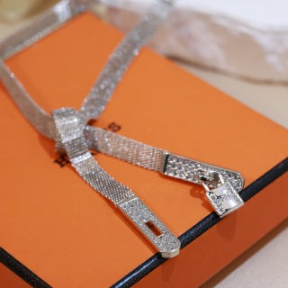 Hermès Lasso H Pavé Long Drop Necklace