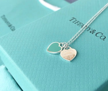 Tiffany Heart Tag Double Charm Necklace – Elegant Luxury Jewelry