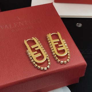 Fendi Velora FF Pavé Emblem Stud Earrings