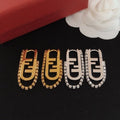 Fendi Velora FF Pavé Emblem Stud Earrings