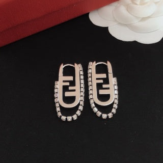 Fendi Velora FF Pavé Emblem Stud Earrings