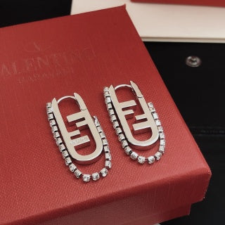 Fendi Velora FF Pavé Emblem Stud Earrings