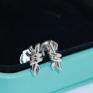 Tiffany Knot Stud Earrings – Polished Gold-Tone Metal
