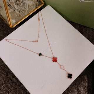 Van Cleef & Arpels Tricolor Clover Cascade Necklace
