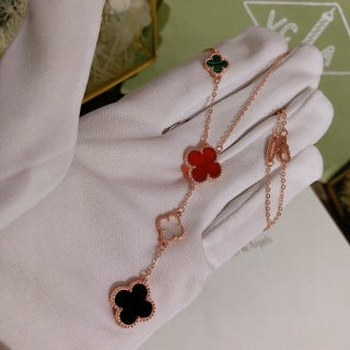 Van Cleef & Arpels Tricolor Clover Cascade Necklace